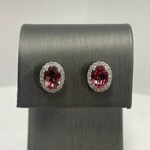 14k White Gold - Pink Sapphire Diamond Earrings : negotiatable